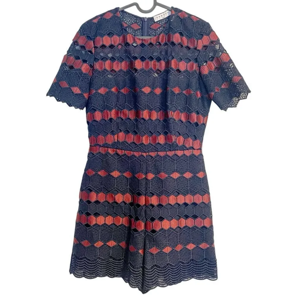 Sandro Paris Fusion Romper Jumpsuit Lace